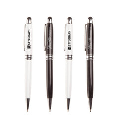 Metal Twist-Type Ballpoint Pen With Thick Silver Strip