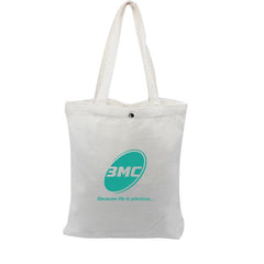 White Canvas Tote Bag With Snap Fastener