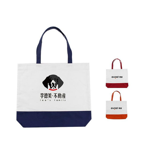 Cotton Color Blocking Tote Bag