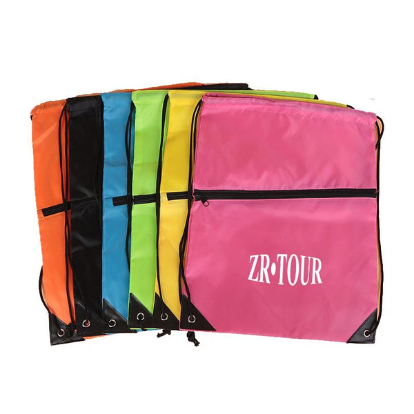 Nylon Drawstring Backpack With Zip Compartment