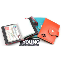 Book-Style Pu Leather Name Card Organiser With Contrast Stitching