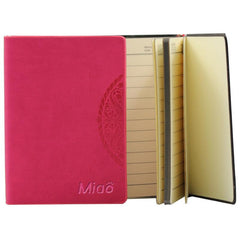 Mini Notebook With Embossed Flower Pattern On Pu Leather Cover
