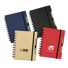 Spiral-bound Recycle Notebook with Pen and Elastic Band