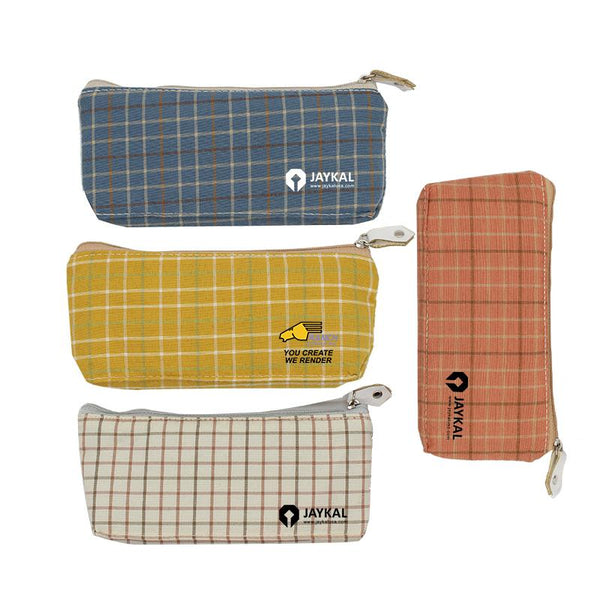 Zippered Pouch With Checkered Design