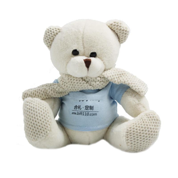 20cm Teddy Bear Plush Toy With Knitted Scarf