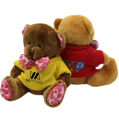 16cm Teddy Bear Plush Toy With Floral Bow Tie