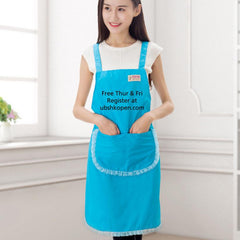 Neckband Apron With Lace Trim